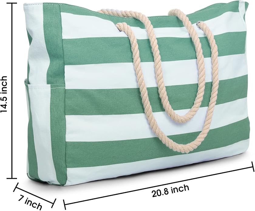 Becokan Beach Bags for Women Large Waterproof Beach Tote Bag Zipper Beach Bags - Image 4