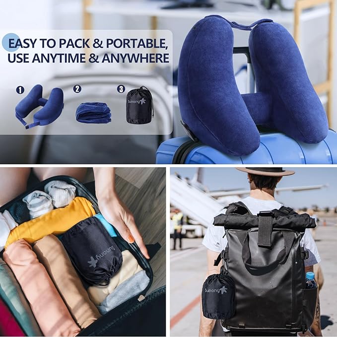 Sunany Neck Pillow for Travel Inflatable Airplane Pillow Comfortably Supports - Image 5