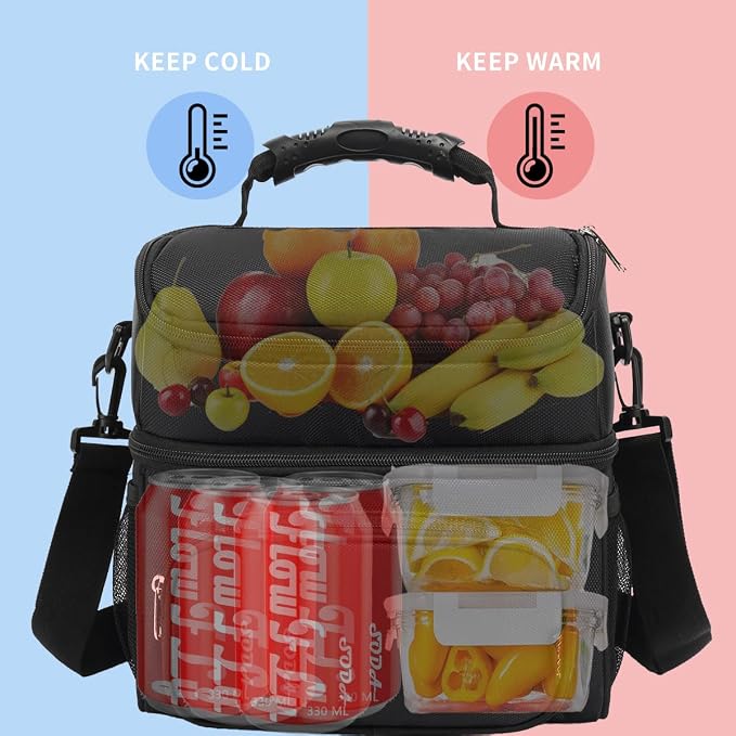 FlowFly Double Layer Cooler Insulated Lunch Bag Adult Lunch Box Large Tote Bag - Image 2
