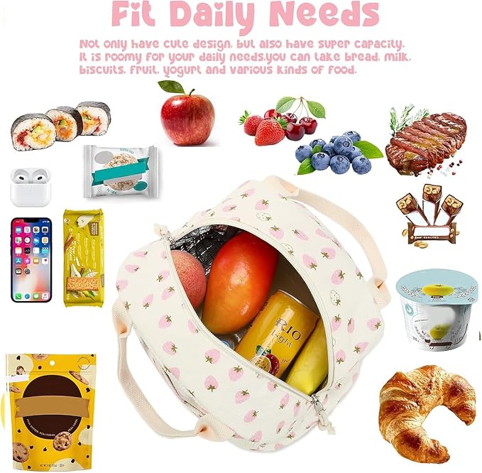 Bluboon Lunch Bag for Women Men Cute Corduroy Lunch Tote Bags Reusable - Image 9