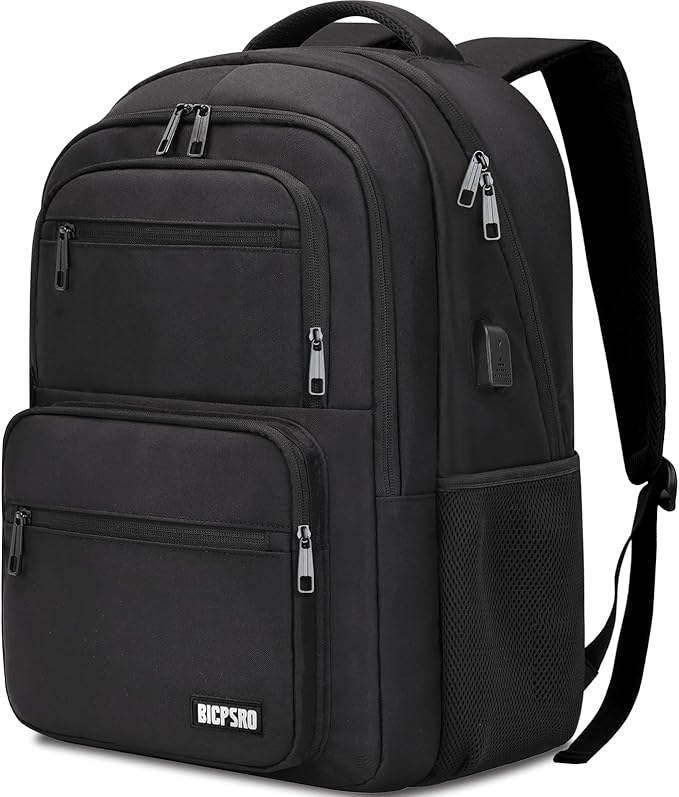 Black Backpack for Men Women, 15.6 inch Laptop Backpack for School, School by BICPSRO