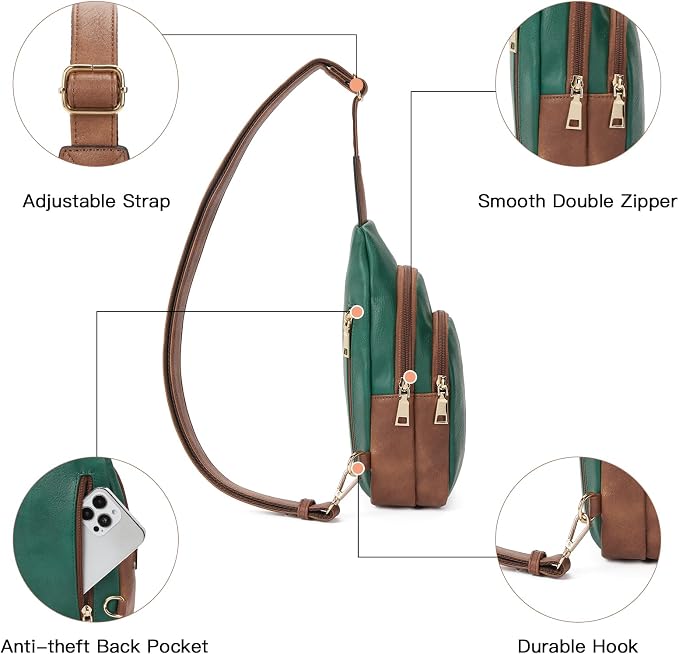 Telena Small Sling Bag for Women Leather Crossbody Fanny Packs Chest Bag for - Image 4