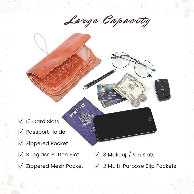 Genuine Leather Nomad Organizer Travel Wallet | Women's Wallet Clutch Passport - Image 3
