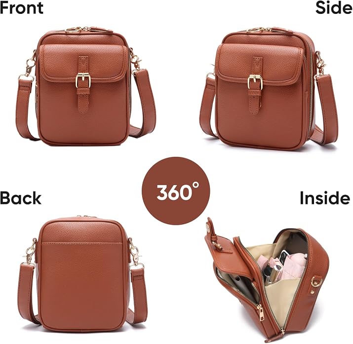 1060 Leather Crossbody Bags for Women Anti-Theft Vegan Purse - Image 5