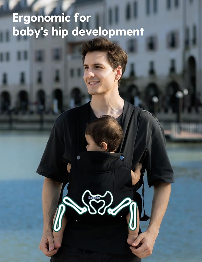 BABELIO Baby Carrier Newborn to Toddler, Wide Shoulder Straps Ergonomic - Image 6