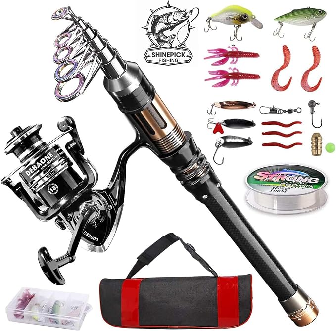 ShinePick Fishing Rod Kit, Telescopic Fishing Pole and Reel Combo Full Kit by ShinePick