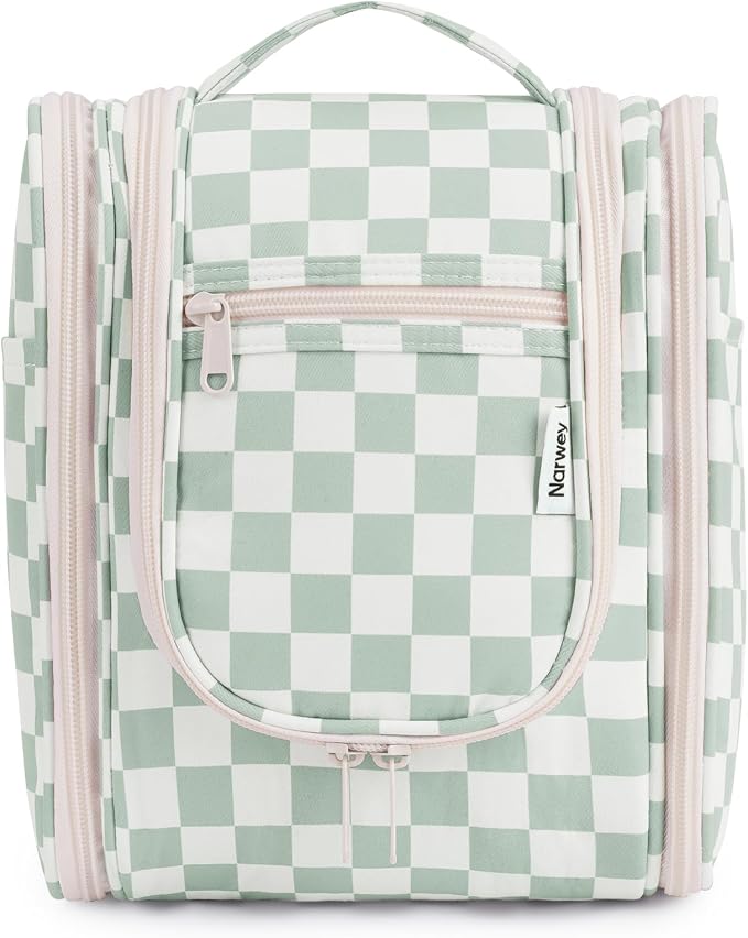 Narwey Small Checkered Hanging Travel Toiletry Bag - Image 2