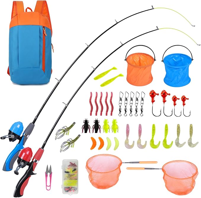 Urban Deco Kids Fishing Pole Kit 2 Pack, Portable Telescopic Kids Fishing Rod by UrbanDeco