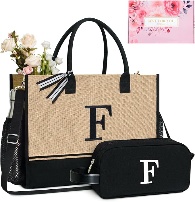 TOPDesign Personalized Initial Canvas Tote Bag, by TOPDesign
