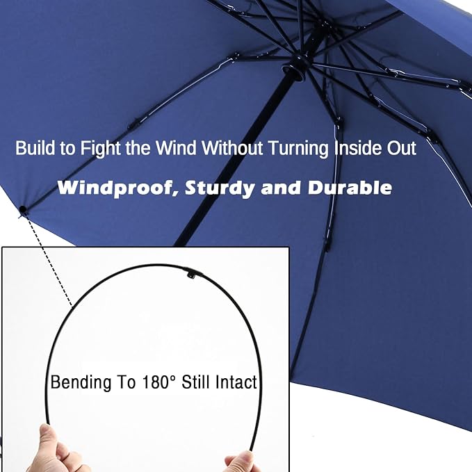LANBRELLA Compact Reverse Folding Umbrella Auto Windproof Travel Umbrella - Image 3