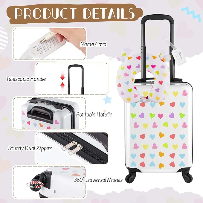Sanwuta 4 Pcs Kids Luggage Set Kids Backpack Travel Rolling Suitcase - Image 5