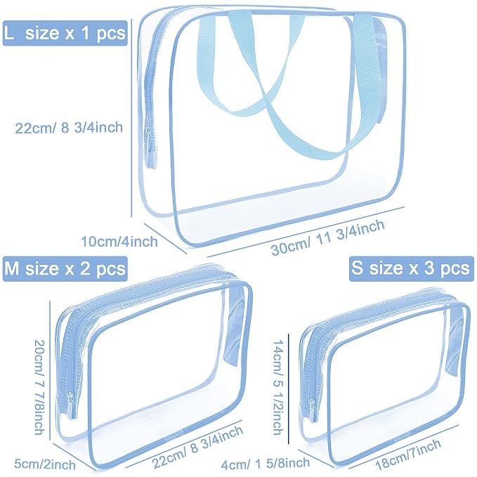 APREUTY Clear Makeup Bags, TSA Approved 6 Pcs Cosmetic Makeup Bags Set Clear PVC - Image 6