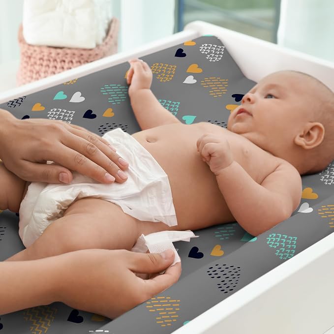 BROLEX Changing Pad Covers for Baby: Boy Girls Ultra Stretchy Soft 2 Pack Heart - Image 6