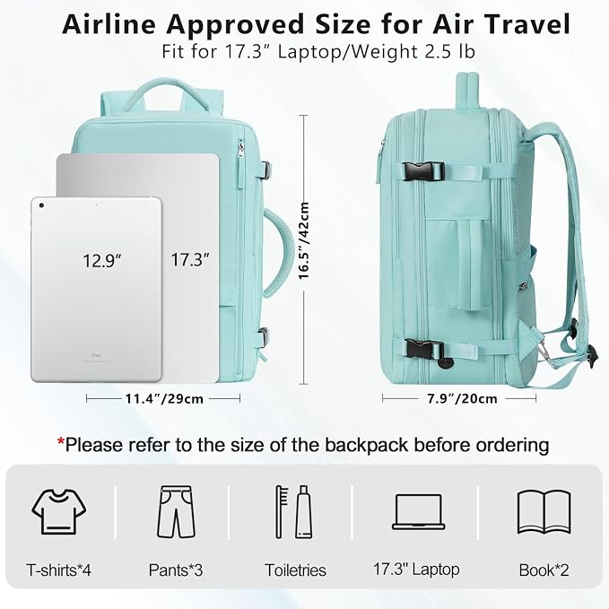 Travel Backpack for Women, Large Carry On Backpack for Travel, Waterproof - Image 2