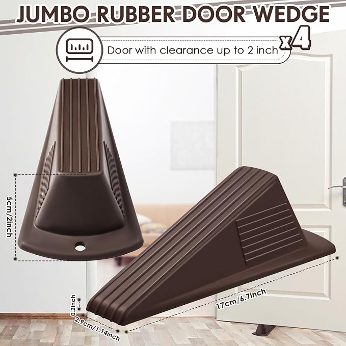 Frienda 4 Pcs Jumbo Door Stoppers Heavy Duty Door Stopper Tall up to 2inch Tall - Image 2