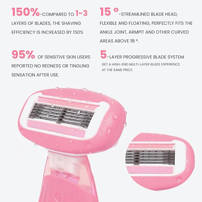 Women Razors moisturizing bar for Sensitive Skin, Travel Razors Shaving Kit - Image 3