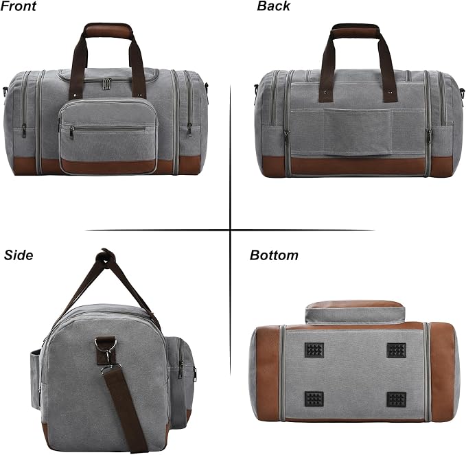 Litvyak Duffle Bag for Travel, Large 60L Canvas Travel Duffel Bags Overnight - Image 6