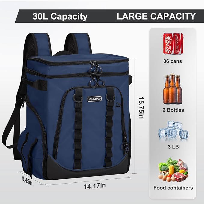 Beach Cooler Backpack for Men 36cans Insulated Backpack Cooler Lunch Bag for - Image 3