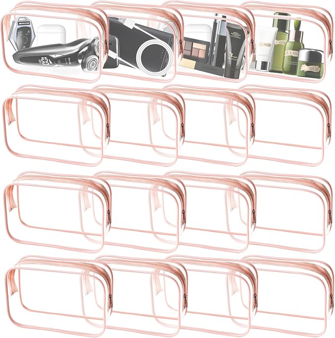 16 Pieces Clear Makeup Bags Bulk, TSA Approved Toiletry Bag by YedsIntu