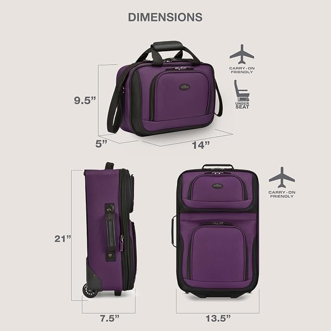 U.S. Traveler Rio Fabric Expandable Carry-on Luggage, Rolling Suitcase - Image 7