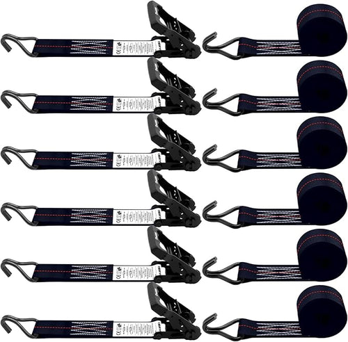 6 Pack 2 inch Ratchet Straps Heavy Duty J Hook 2 in x 15ft by SALUINOKI