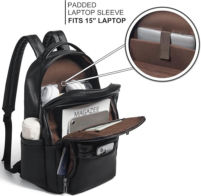 30L Business Laptop Backpack for Women Men, Travel Work Backpack Purse Faux - Image 3