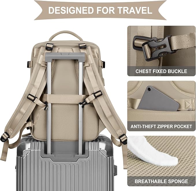 coowoz Large Travel Backpack For Women Men, Carry On Backpack Flight Approved - Image 7