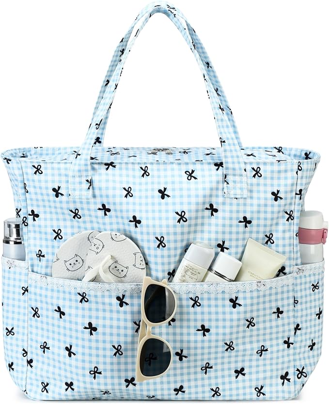 LEDAOU Large Beach Tote Bag Women Waterproof Sandproof Zipper Beach Tote Bag by LEDAOU