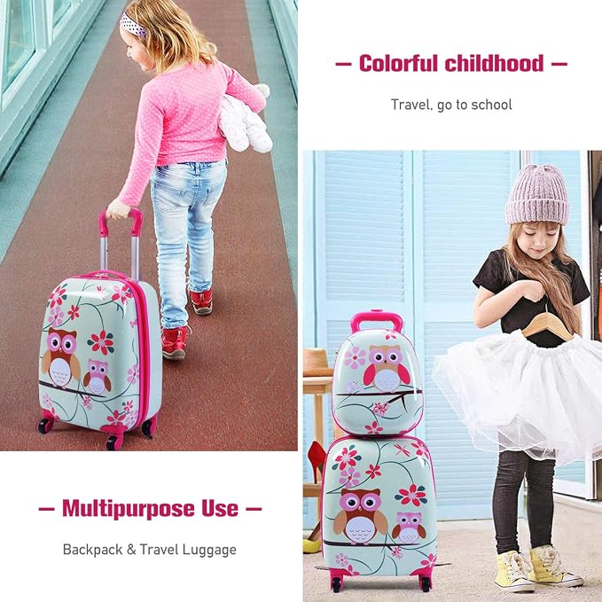 HONEY JOY Kids Luggage, 12” Travel Backpack & 16” Hard Shell Toddler Suitcase - Image 4