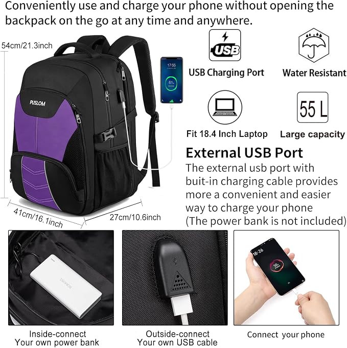 PUSLOM Extra Large Travel Laptop Backpack - Image 2