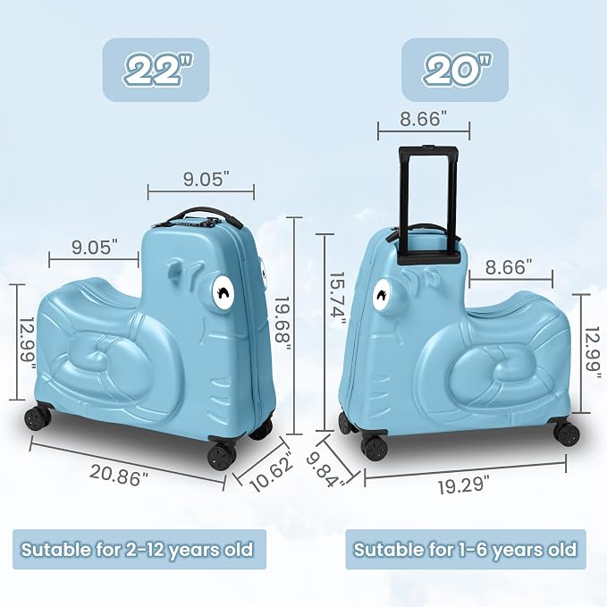 Kids Ride-on Luggage with Spinner Wheels Suitcase, Kid's Ride-On Suitcase Help - Image 3