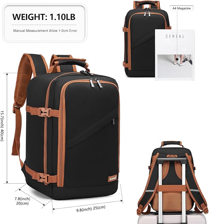 Kono Carry on Backpack, Waterproof Lightweight Daypack - Image 3