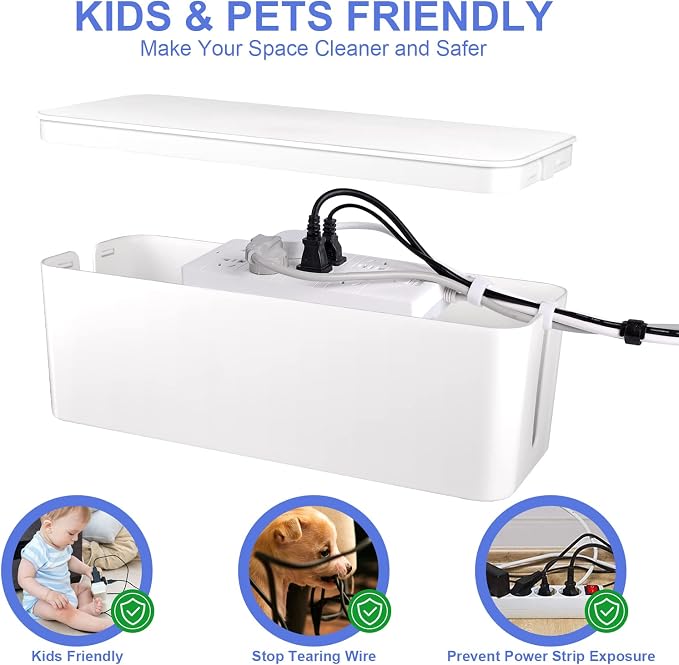 Chouky Cable Organizer Box Set of Three, Power Cover Cord Holder Surge Protector - Image 5