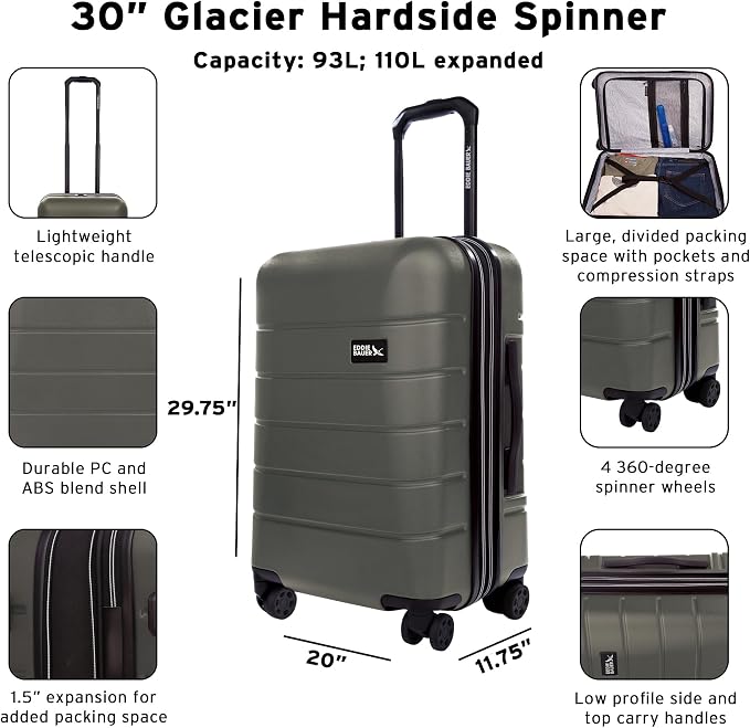 Eddie Bauer Glacier Carry-On 22" and Checked 30" Luggage | Hardside | Spinner - Image 3