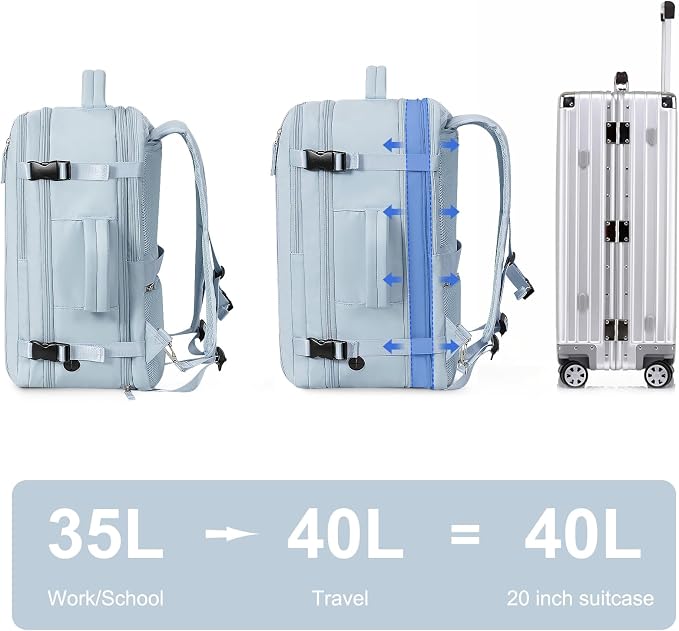 Hanples Large Travel Backpack for Women, 40L Carry on Luggage Backpack - Image 6