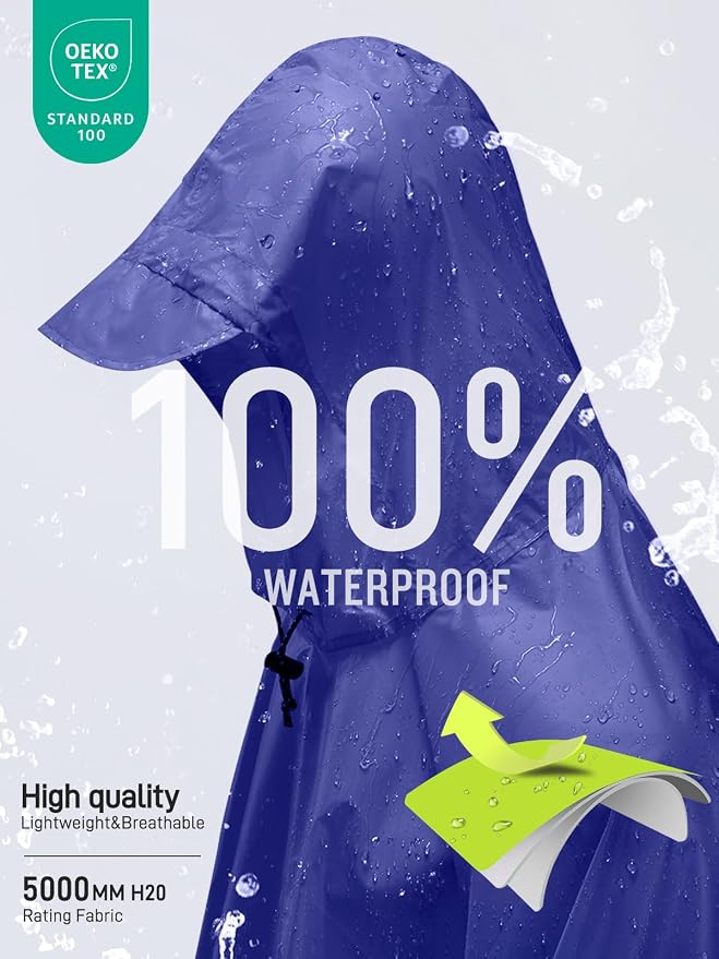SaphiRose Hooded Rain Poncho Waterproof Raincoat Jacket - Image 3