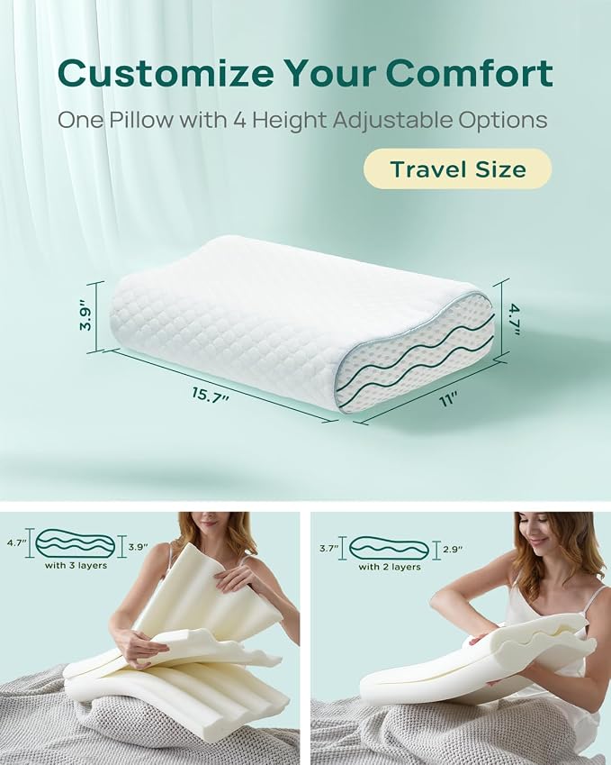Memory Foam Neck Pillow for Pain Relief – Adjustable Contour, Portable & - Image 2