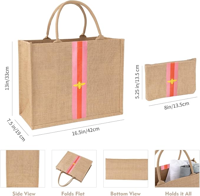 Large Beach Bag Jute Woven Tote - Image 4