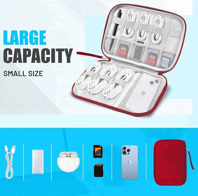 Travel Cable Organizer Bag, Electronics Organizer Tech Pouch - Image 6