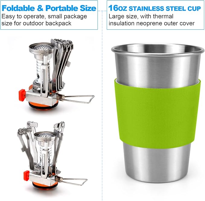 Odoland Camping Cookware Stove Carabiner Canister Stand Tripod and Stainless - Image 4