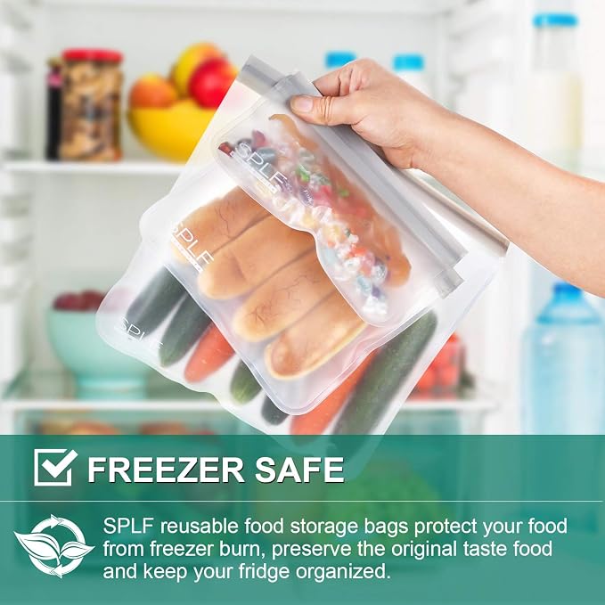 SPLF 18 Pack BPA FREE Reusable Storage Bags, Extra Thick Leakproof Silicone and - Image 5