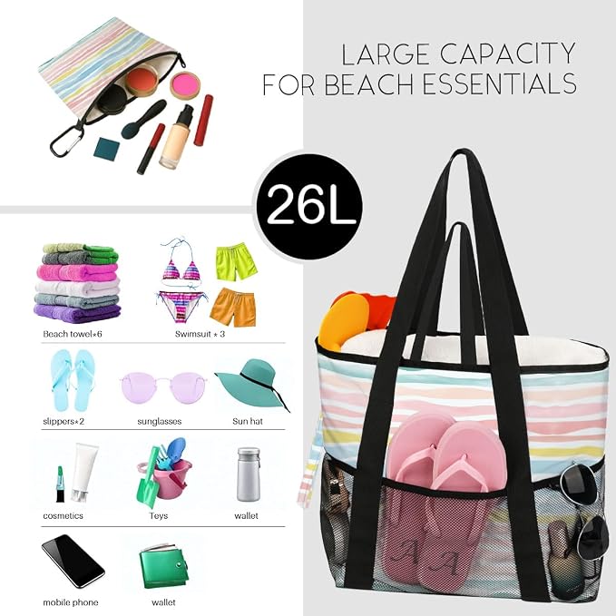 Sandproof Beach Bag with Zipper - Image 3