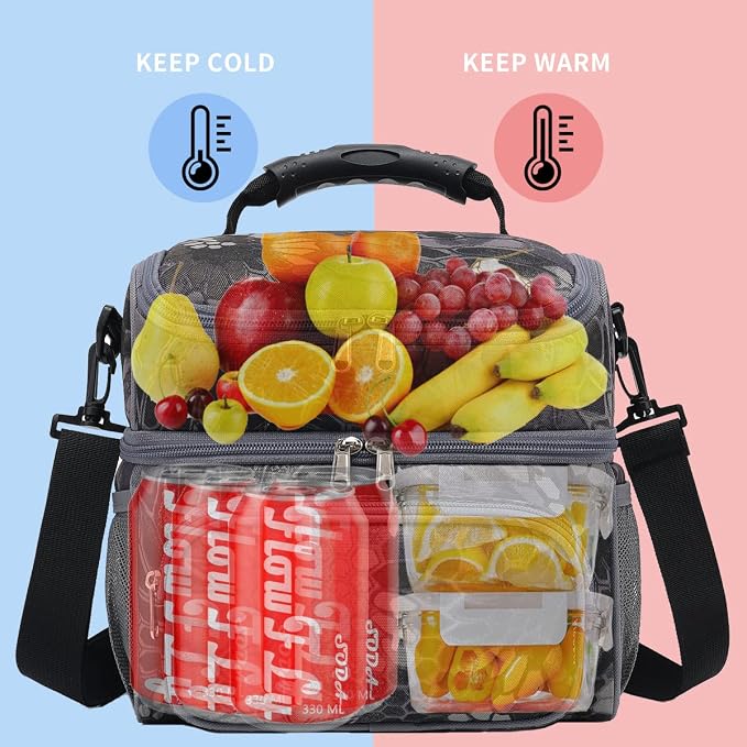 FlowFly Double Layer Cooler Insulated Lunch Bag Adult Lunch Box Large Tote Bag - Image 2