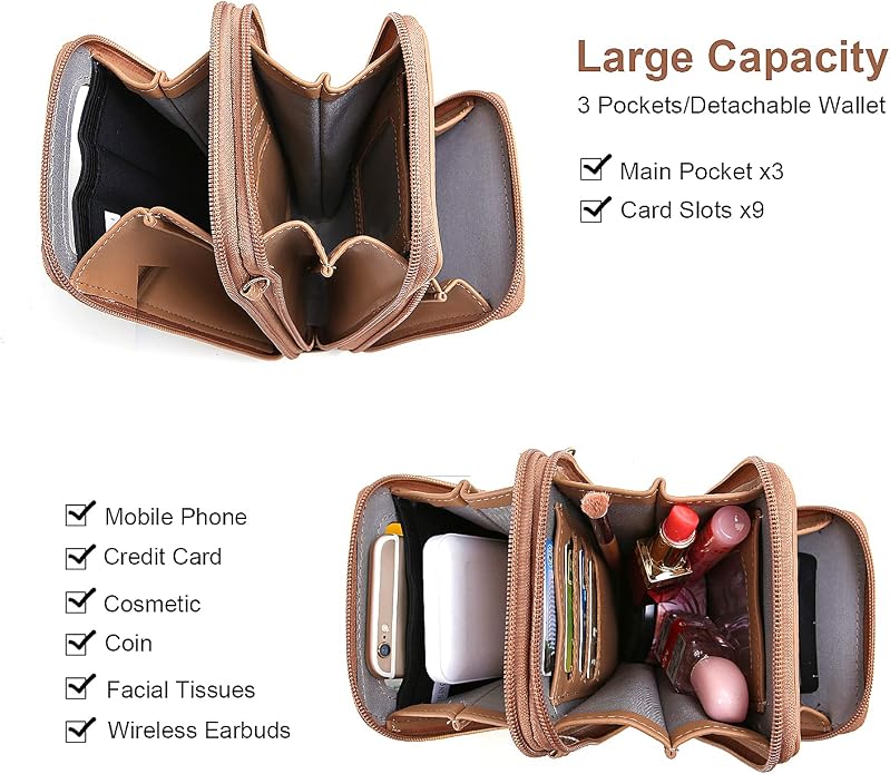 Crossbody Cellphone Purse Women Touch Screen Bag RFID Blocking Wallet Handbag - Image 4