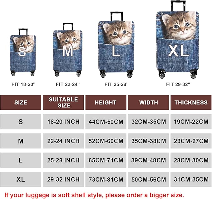 WUJIAONIAO Travel Luggage Cover Baggage Suitcase Cover Protector Skins 18-32 - Image 5