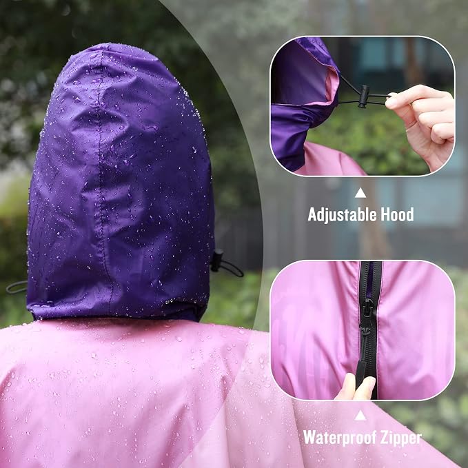 SaphiRose Rain Poncho Jacket Coat Hooded - Image 4