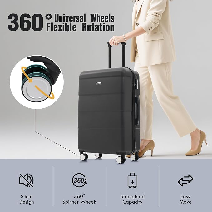 Merax Luggage Sets of 3 Piece Carry on Suitcase Airline Approved, Hardcase - Image 3