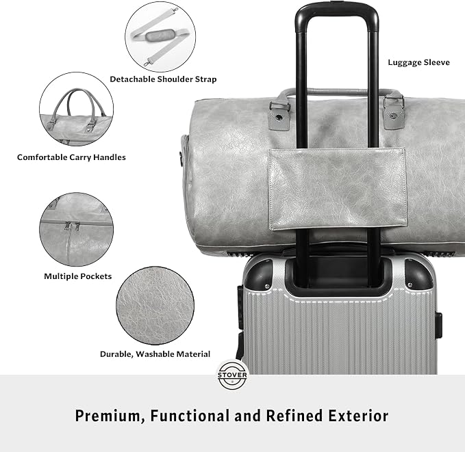STOVER Garment Travel Duffle Bag, Large 2-in-1 Convertible Carry-on Luggage - Image 4