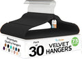 Premium Black Velvet Hangers 30 Pack – Space Saving Felt Hanger, Non Slip by TECHZOO
