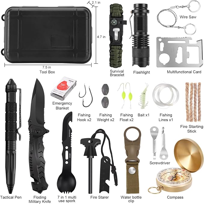 Gifts for Men Dad Husband Teenage Boy, Survival Kit 28 in 1, Survival Gear Tool - Image 2
